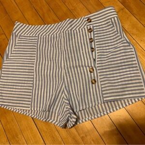 SHEIN Blue White Asymmetrical Military Style Shorts